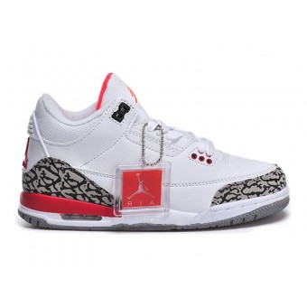 Air Jordan 3 Retro - Basket Jordan Pas Cher Chaussure Pour Petit Garcon Noir/Blanc/Rouge