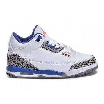 Air Jordan 3 Retro - Basket Jordan Pas Cher Chaussure Pour Petit Garcon Blanc/Gris