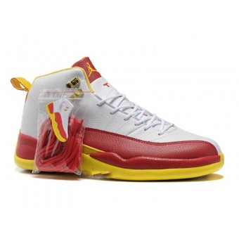 Air Jordan 12 Retro Chaussures Jordan Basket Pour Homme Blanc/Rouge/Jaune