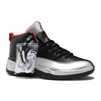 Air Jordan 12 Retro Chaussures Jordan Basket Pour Homme Noir/Argent/Rouge