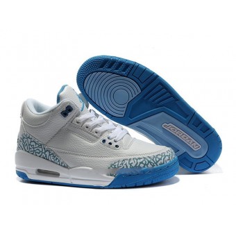 Air Jordan 3 Retro - Basket Jordan Pas Cher Chaussure Pour Femme Blanc/Bleu