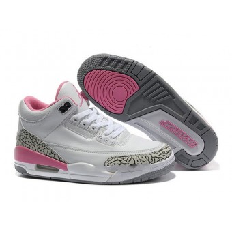 Air Jordan 3 Retro - Basket Jordan Pas Cher Chaussure Pour Femme/Fille Blanc/Pink