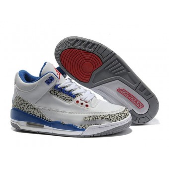 Air Jordan 3 Retro - Basket Jordan Pas Cher Chaussure Pour Femme Blanc/Bleu/Rouge