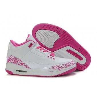 Air Jordan 3 Retro - Basket Jordan Pas Cher Chaussure Pour Femme/Fille Blanc/Pink