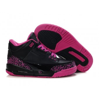 Air Jordan 3 Retro - Basket Jordan Pas Cher Chaussure Pour Femme/Fille Noir/Rose