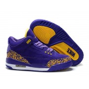 Air Jordan 3 Retro - Jordan Basket Pas Cher Chaussure Pour Femme Anti-fourrure/Jaune/Violet