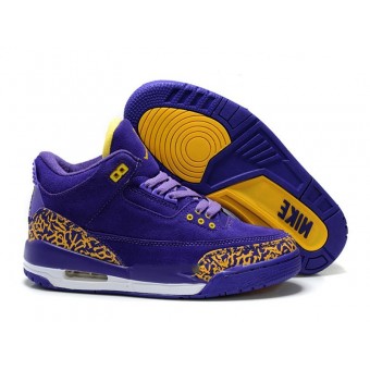 Air Jordan 3 Retro - Jordan Basket Pas Cher Chaussure Pour Femme Anti-fourrure/Jaune/Violet