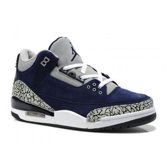 Air Jordan 3 Retro - Basket Jordan Anti-Fourrure Chaussures Pas Cher Pour Homme Bleu/Gris