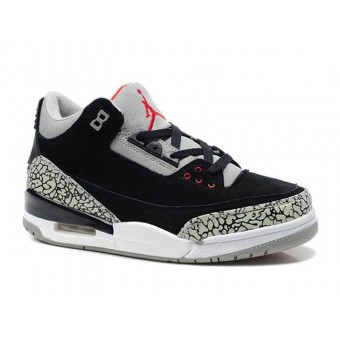 Air Jordan 3 Retro - Basket Jordan Anti-Fourrure Chaussures Pas Cher Pour Homme Noir/Gris