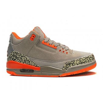 Air Jordan 3 Retro - Basket Jordan Anti-Fourrure Chaussures Pas Cher Pour Homme Gris/Orange