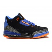 Air Jordan 3 Retro - Basket Jordan Anti-Fourrure Chaussures Pas Cher Pour Homme Noir/Bleu/Orange