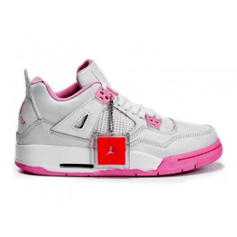 Air Jordan 4 Retro - Basket Jordan Chaussures Pas Cher Pour Femme Pink/Blanc