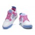 Air Jordan 4 Retro - Basket Jordan Chaussures Pas Cher Pour Femme Blanc/Bleu/Pink