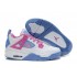 Air Jordan 4 Retro - Basket Jordan Chaussures Pas Cher Pour Femme Blanc/Bleu/Pink