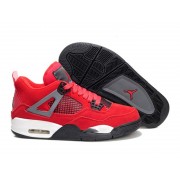 Air Jordan 4 Retro Anti-Fourrure Chaussures Jordan Pas Cher Pour Femme Rouge/Gris/Noir