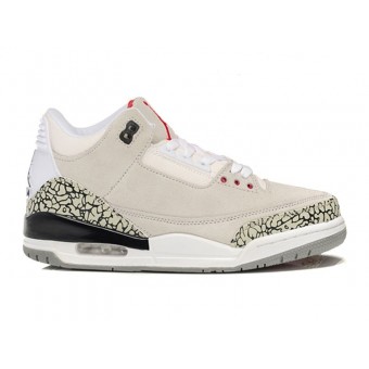 Air Jordan 3 Retro - Basket Jordan Anti-Fourrure Chaussures Pas Cher Pour Homme Beige/Rouge