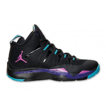 Jordan Super.Fly 2/II GS - Chaussure Baskets Nike Air Jordan Pas Cher Pour Femme/Enfant Bleu Noir